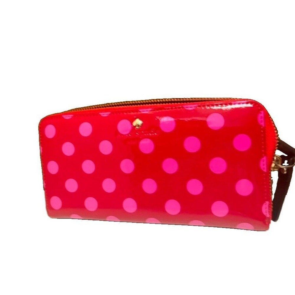 Pre-Owned Kate Spade Pink Polka Dot Zippered Wallet